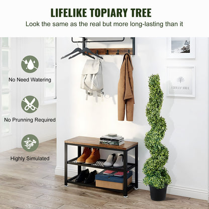 Artificial Topiaries Boxwood Trees, 10cm Tall (2 Pieces) Faux Topiary Plant Outdoor, All-year Green Feaux Plant w/ Replaceable Leaves for Decorative Indoor/Outdoor/Garden - Image 2