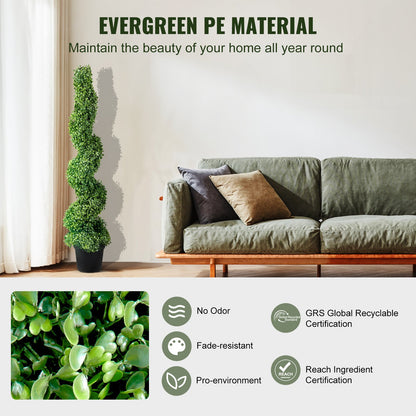 Artificial Topiaries Boxwood Trees, 10cm Tall (2 Pieces) Faux Topiary Plant Outdoor, All-year Green Feaux Plant w/ Replaceable Leaves for Decorative Indoor/Outdoor/Garden - Image 3