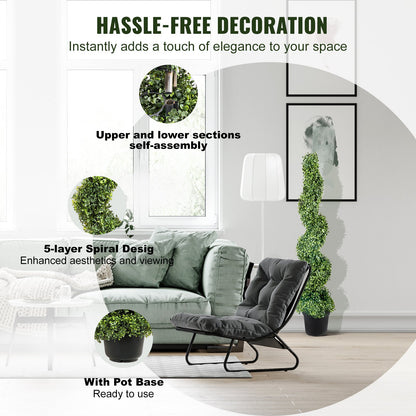Artificial Topiaries Boxwood Trees, 10cm Tall (2 Pieces) Faux Topiary Plant Outdoor, All-year Green Feaux Plant w/ Replaceable Leaves for Decorative Indoor/Outdoor/Garden - Image 5