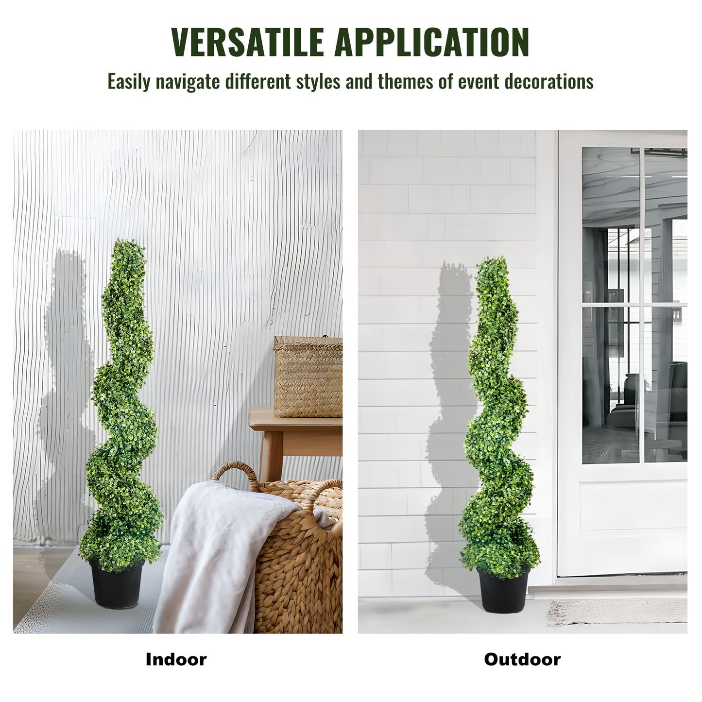 Artificial Topiaries Boxwood Trees, 10cm Tall (2 Pieces) Faux Topiary Plant Outdoor, All-year Green Feaux Plant w/ Replaceable Leaves for Decorative Indoor/Outdoor/Garden - Image 6