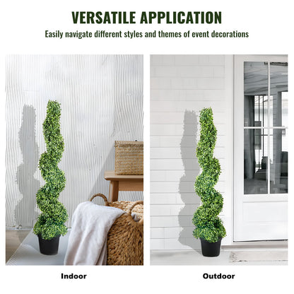 Artificial Topiaries Boxwood Trees, 10cm Tall (2 Pieces) Faux Topiary Plant Outdoor, All-year Green Feaux Plant w/ Replaceable Leaves for Decorative Indoor/Outdoor/Garden - Image 6