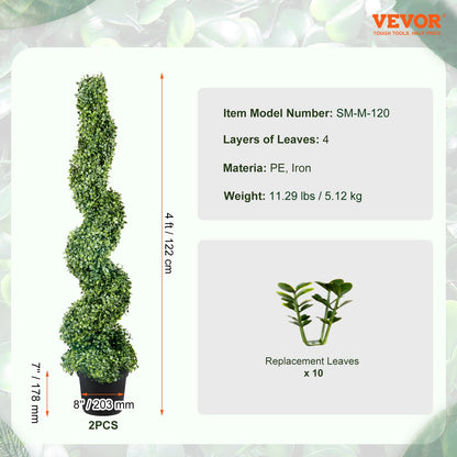 Artificial Topiaries Boxwood Trees, 10cm Tall (2 Pieces) Faux Topiary Plant Outdoor, All-year Green Feaux Plant w/ Replaceable Leaves for Decorative Indoor/Outdoor/Garden - Image 7