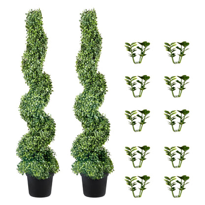 Artificial Topiaries Boxwood Trees, 10cm Tall (2 Pieces) Faux Topiary Plant Outdoor, All-year Green Feaux Plant w/ Replaceable Leaves for Decorative Indoor/Outdoor/Garden - Image 9