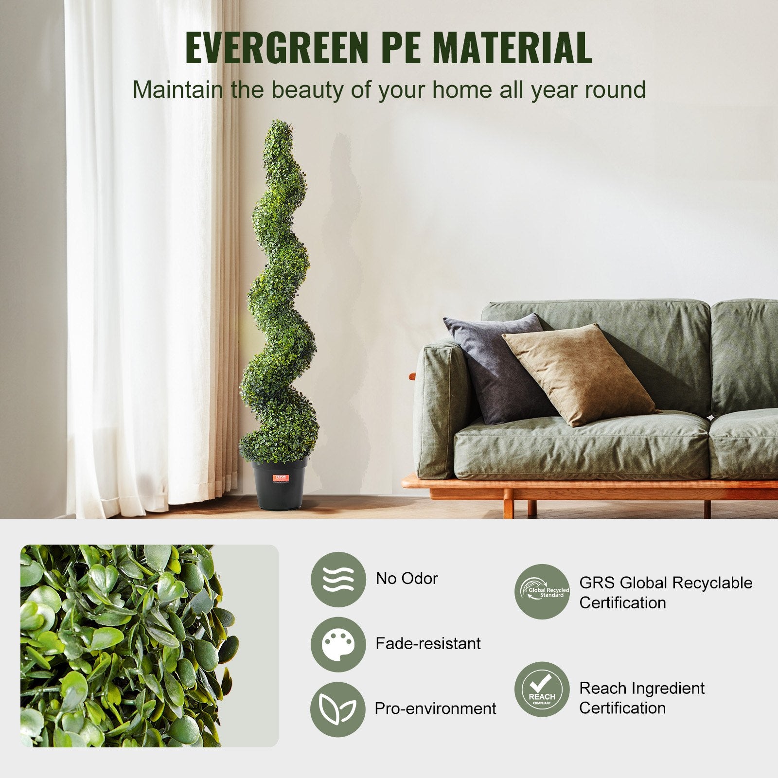 2 Pack 152.4cm Artificial Boxwood Topiary Tree Faux Plant UV Decor In/Outdoor - Image 3