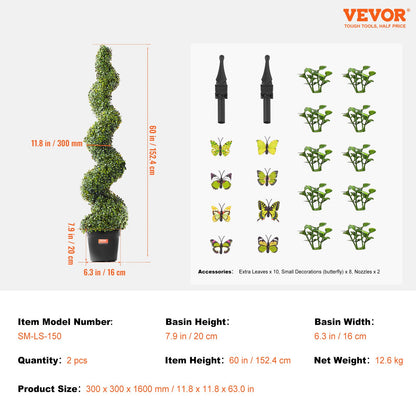2 Pack 152.4cm Artificial Boxwood Topiary Tree Faux Plant UV Decor In/Outdoor - Image 7