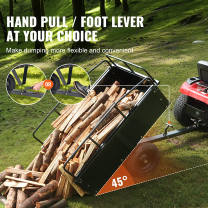Heavy Duty ATV Trailer Steel Dump Cart, 750-Pound 15 Cubic Feet, Garden Utility Trailer with Removable Sides for Riding Lawn Mower Tractor - Image 5