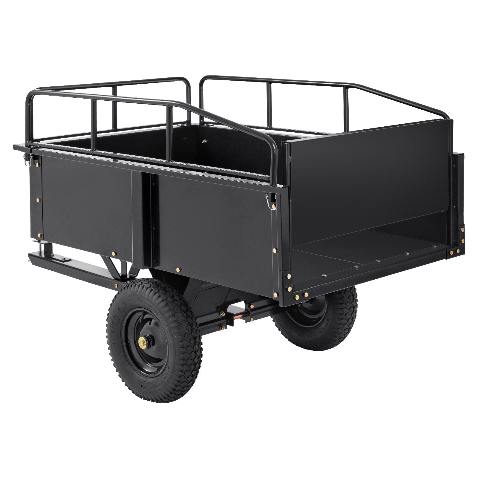Heavy Duty ATV Trailer Steel Dump Cart, 750-Pound 15 Cubic Feet, Garden Utility Trailer with Removable Sides for Riding Lawn Mower Tractor - Image 9
