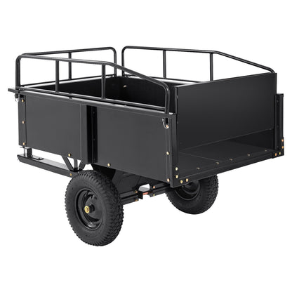 Heavy Duty ATV Trailer Steel Dump Cart, 750-Pound 15 Cubic Feet, Garden Utility Trailer with Removable Sides for Riding Lawn Mower Tractor - Image 9