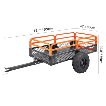 Heavy Duty Steel ATV Dump Trailer, 1500-Pound Load Capacity 15 Cubic Feet, Tow Behind Dump Cart Garden Trailer, with Removable Sides and 2 Tires, for Mowers, Tractors, ATV, UTV - Image 8