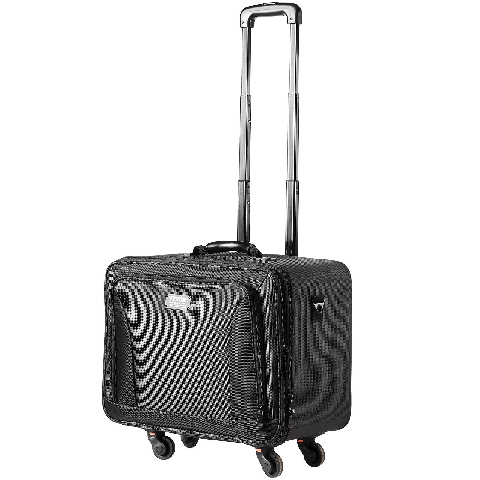 Rolling Makeup Train Case Large Storage 3 Tiers, Convenient Carry With Handle, Wheels, Strap, Professional Makeup Storage Organizer Box Make Up Carrier Waterproof Oxford, Black