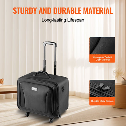 Rolling Makeup Train Case Large Storage 3 Tiers, Convenient Carry With Handle, Wheels, Strap, Professional Makeup Storage Organizer Box Make Up Carrier Waterproof Oxford, Black - Image 3