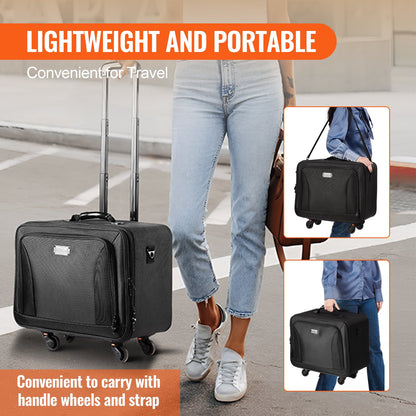Rolling Makeup Train Case Large Storage 3 Tiers, Convenient Carry With Handle, Wheels, Strap, Professional Makeup Storage Organizer Box Make Up Carrier Waterproof Oxford, Black - Image 4