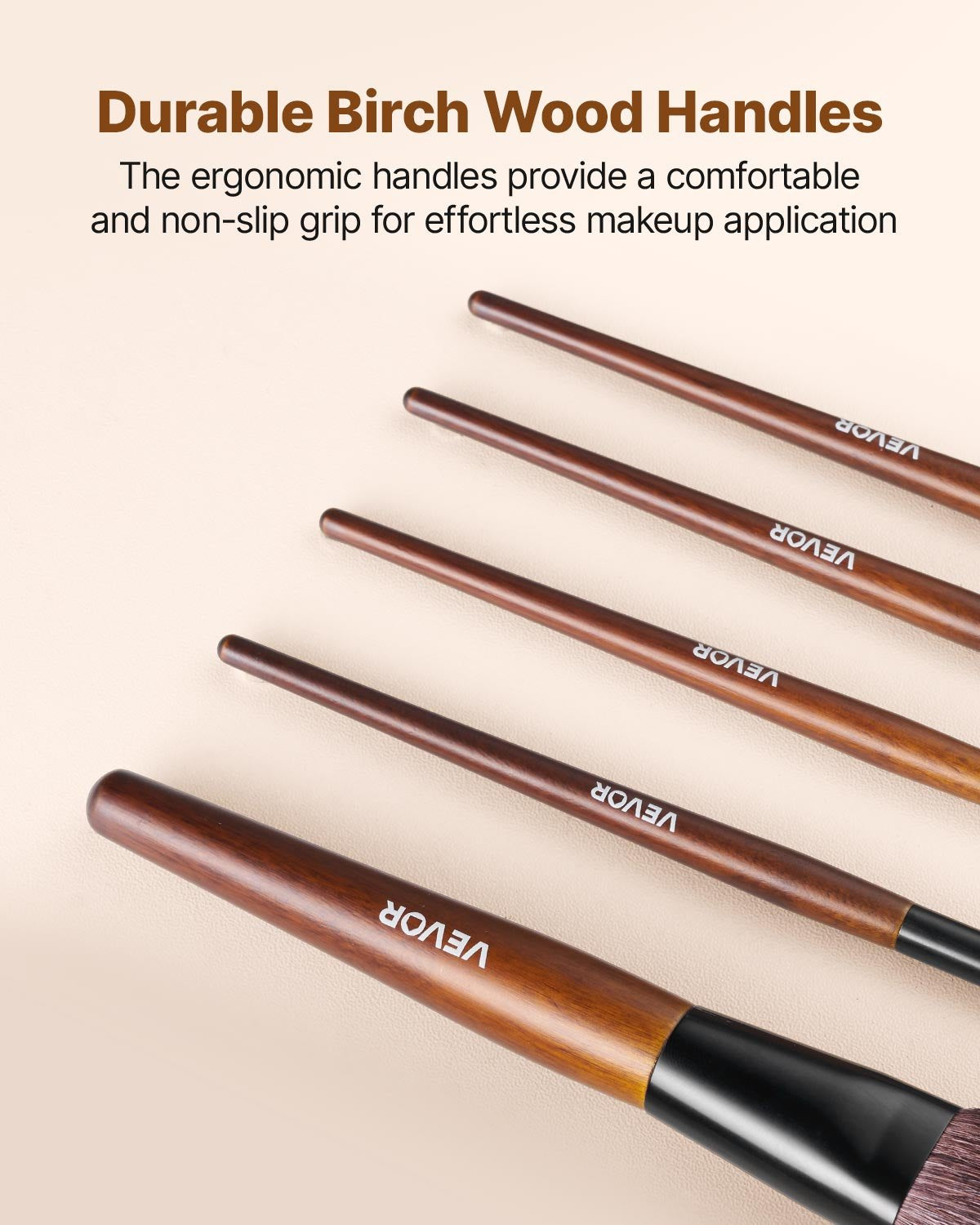 9-Piece Makeup Brush Set for Foundation Blending Eyeshadow, Professional Makeup Brush Kit with Soft Natural Wool & Vegan Synthetic Bristles, Ergonomic Wood Handle, Travel-Friendly Storage Bag - Image 5