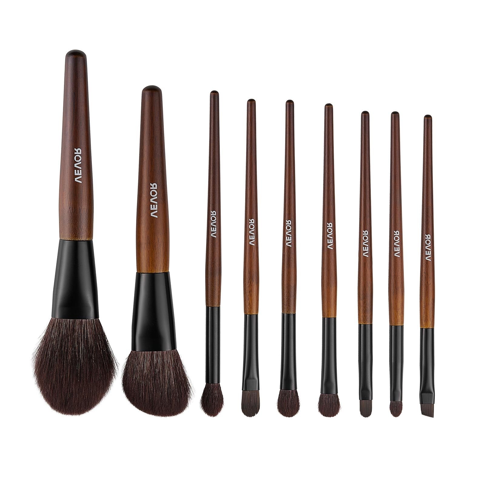 9-Piece Makeup Brush Set for Foundation Blending Eyeshadow, Professional Makeup Brush Kit with Soft Natural Wool & Vegan Synthetic Bristles, Ergonomic Wood Handle, Travel-Friendly Storage Bag - Image 9