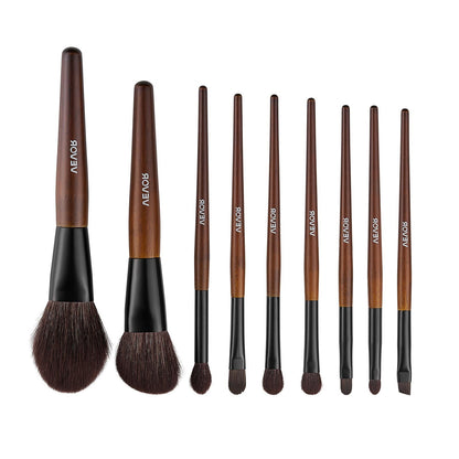 9-Piece Makeup Brush Set for Foundation Blending Eyeshadow, Professional Makeup Brush Kit with Soft Natural Wool & Vegan Synthetic Bristles, Ergonomic Wood Handle, Travel-Friendly Storage Bag - Image 9