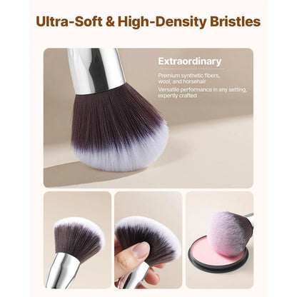 34-Piece Makeup Brush Set, Professional Brushes Kit for Foundation Blending Eyeshadow Concealer Blush - with Soft Bristles, Ergonomic Wood Handle, Travel-Friendly Case Included - Image 3