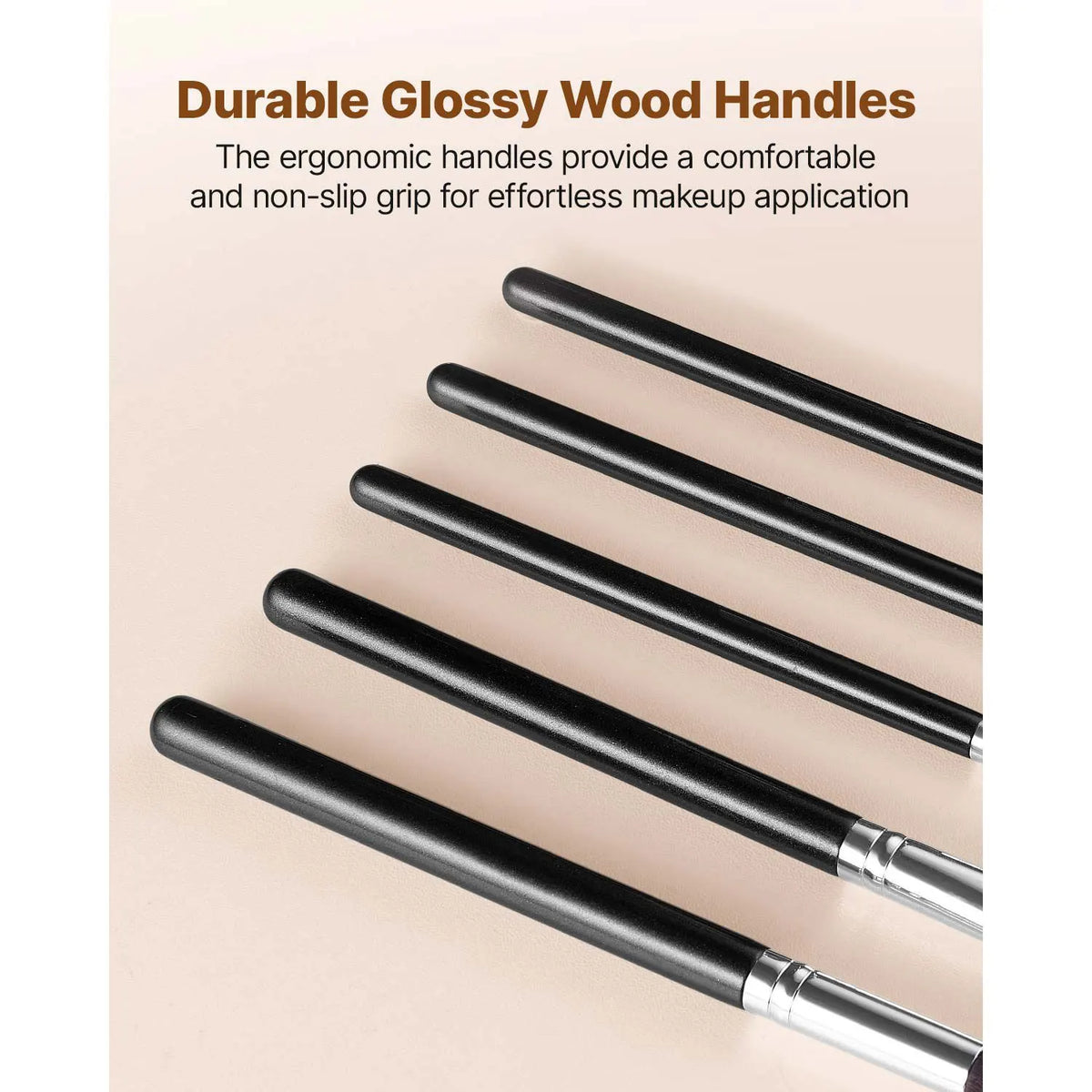 34-Piece Makeup Brush Set, Professional Brushes Kit for Foundation Blending Eyeshadow Concealer Blush - with Soft Bristles, Ergonomic Wood Handle, Travel-Friendly Case Included - Image 5