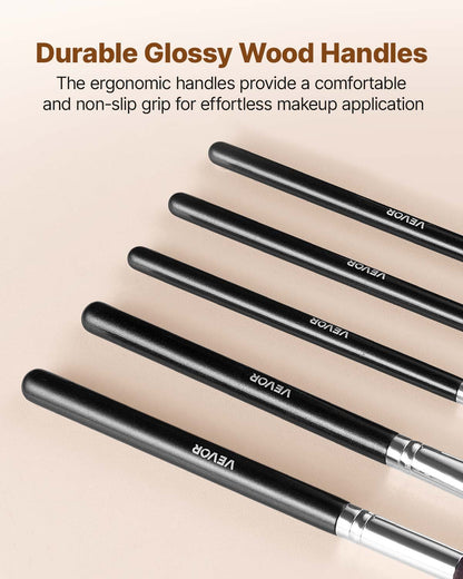 34-Piece Makeup Brush Set, Professional Brushes Kit for Foundation Blending Eyeshadow Concealer Blush - with Soft Bristles, Ergonomic Wood Handle, Travel-Friendly Case Included - Image 5