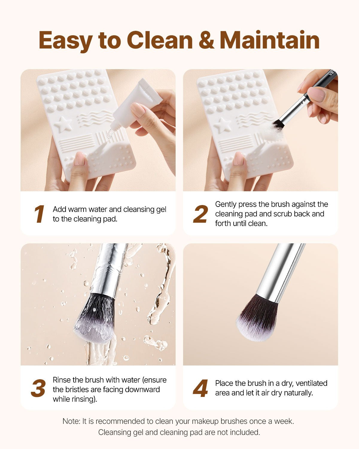 34-Piece Makeup Brush Set, Professional Brushes Kit for Foundation Blending Eyeshadow Concealer Blush - with Soft Bristles, Ergonomic Wood Handle, Travel-Friendly Case Included - Image 6