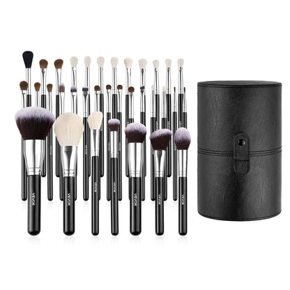 34-Piece Makeup Brush Set, Professional Brushes Kit for Foundation Blending Eyeshadow Concealer Blush - with Soft Bristles, Ergonomic Wood Handle, Travel-Friendly Case Included - Image 9