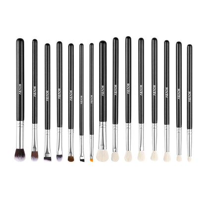 15-Piece Makeup Brush Set for Foundation Blending Eyeshadow, Professional Vegan Brushes with Soft Synthetic Bristles, Ergonomic Wood Handle & Aluminum Ferrule, Portable and Travel-Friendly