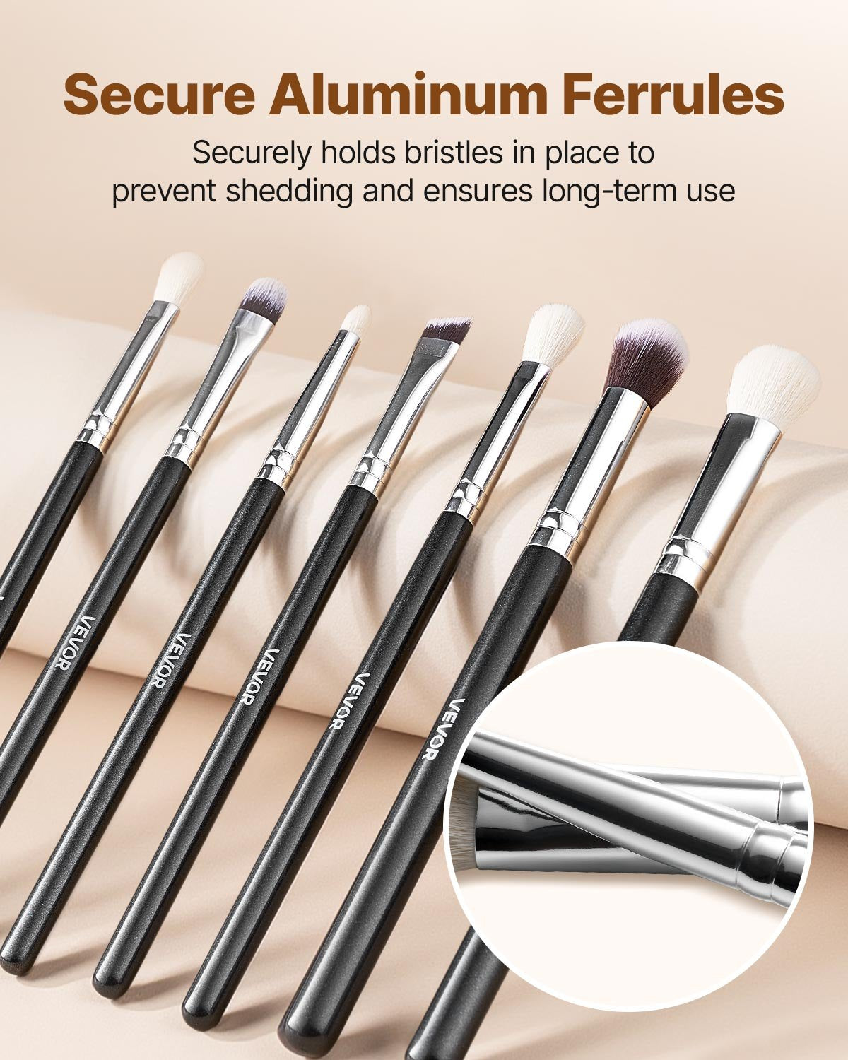 15-Piece Makeup Brush Set for Foundation Blending Eyeshadow, Professional Vegan Brushes with Soft Synthetic Bristles, Ergonomic Wood Handle & Aluminum Ferrule, Portable and Travel-Friendly - Image 4