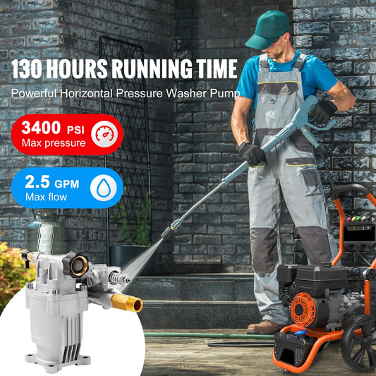 Pressure Washer Pump, 19 mm Shaft Horizontal, 3400 PSI, 2.5GPM, Replacement Power Washer Pumps Kit, Parts Washer Pump, Compatible with Honda, Simpson, RYOBI, Briggs & Stratton, Subaru, Craftsman - Image 2