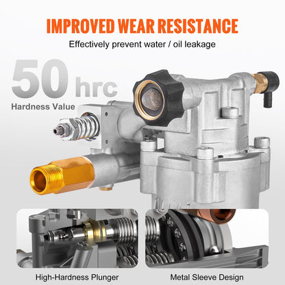 Pressure Washer Pump, 19 mm Shaft Horizontal, 3400 PSI, 2.5GPM, Replacement Power Washer Pumps Kit, Parts Washer Pump, Compatible with Honda, Simpson, RYOBI, Briggs & Stratton, Subaru, Craftsman - Image 4