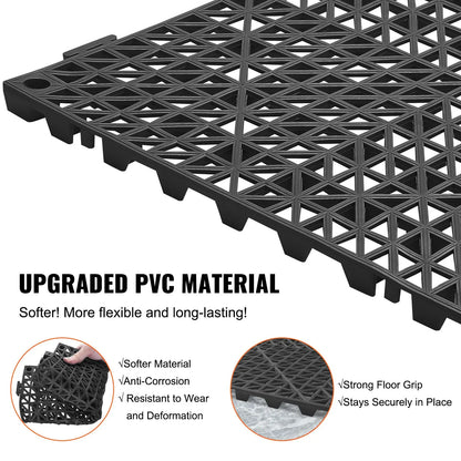 Modular Interlocking Cushion, 50 Pack 30 x 30 cm Splicing Drainage Mats, PVC Interlocking Drainage Floor Tiles, Non-Slip Drainage Holes for Restroom, Bathroom, Kitchen, Pool, Wet Area, Black - Image 3