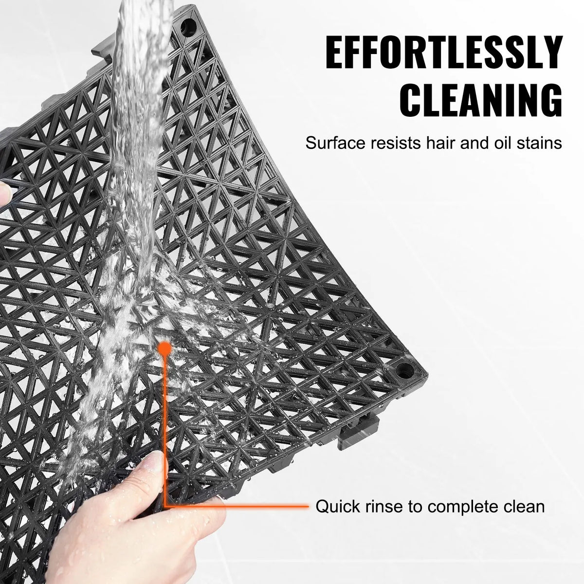 Modular Interlocking Cushion, 50 Pack 30 x 30 cm Splicing Drainage Mats, PVC Interlocking Drainage Floor Tiles, Non-Slip Drainage Holes for Restroom, Bathroom, Kitchen, Pool, Wet Area, Black - Image 5