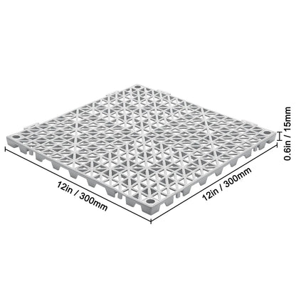 Modular Interlocking Cushion, 12 Pack 30 x 30 cm Splicing Drainage Mats, Soft PVC Interlocking Drainage Floor Tiles, Non-Slip Drainage Holes for Restroom, Bathroom, Kitchen, Pool, Wet Area, Gray - Image 8