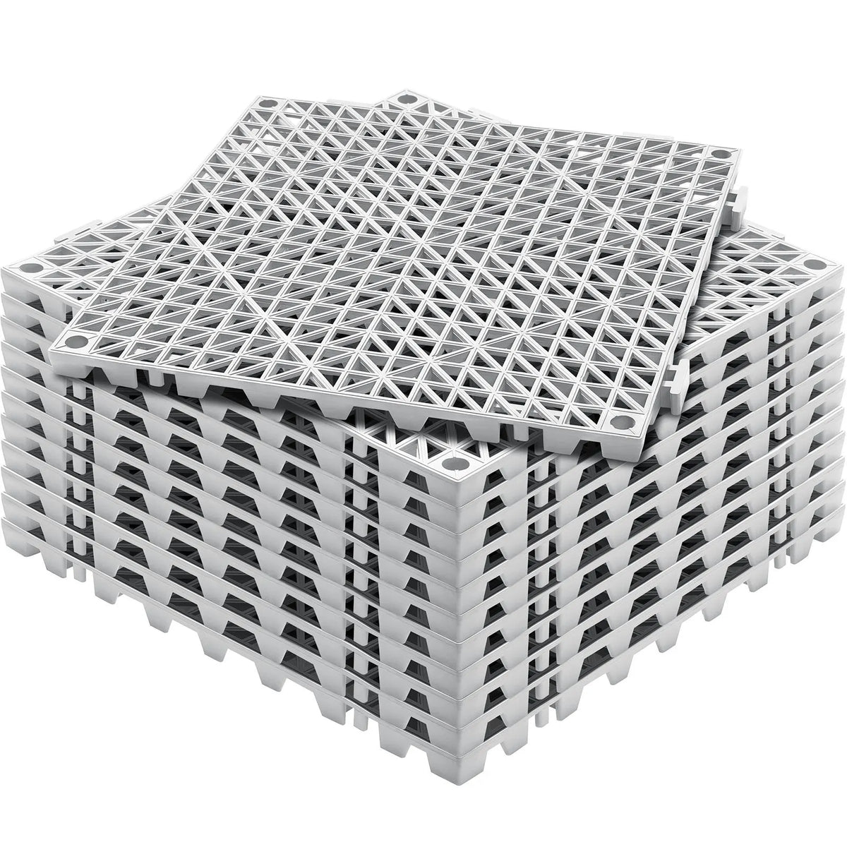 Modular Interlocking Cushion, 12 Pack 30 x 30 cm Splicing Drainage Mats, Soft PVC Interlocking Drainage Floor Tiles, Non-Slip Drainage Holes for Restroom, Bathroom, Kitchen, Pool, Wet Area, Gray - Image 9