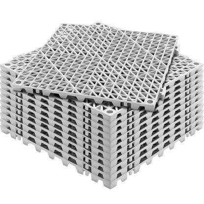 Modular Interlocking Cushion, 12 Pack 30 x 30 cm Splicing Drainage Mats, Soft PVC Interlocking Drainage Floor Tiles, Non-Slip Drainage Holes for Restroom, Bathroom, Kitchen, Pool, Wet Area, Gray - Image 9