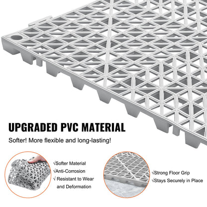 Modular Interlocking Cushion, 50 Pack 30 x 30 cm Splicing Drainage Mats, Soft PVC Interlocking Drainage Floor Tiles, Non-Slip Drainage Holes for Restroom, Bathroom, Kitchen, Pool, Wet Area, Gray - Image 3