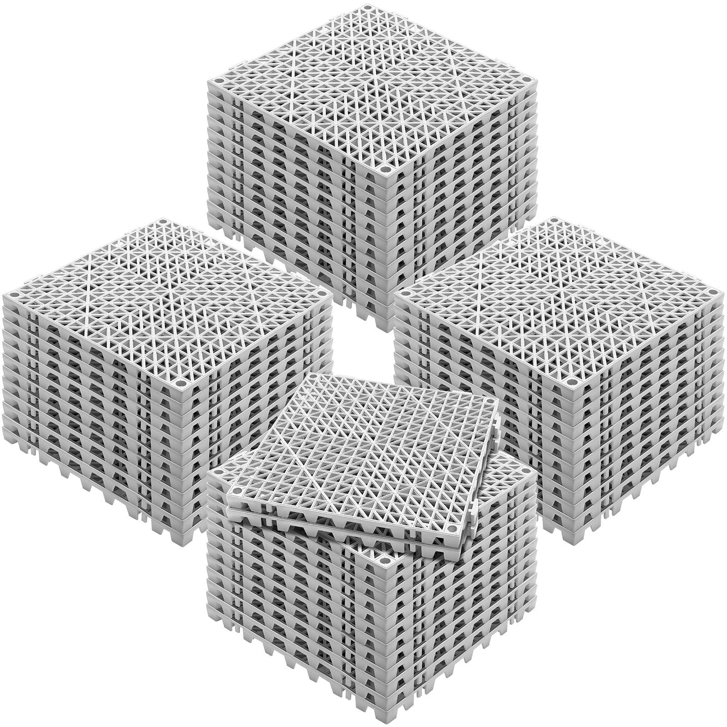 Modular Interlocking Cushion, 50 Pack 30 x 30 cm Splicing Drainage Mats, Soft PVC Interlocking Drainage Floor Tiles, Non-Slip Drainage Holes for Restroom, Bathroom, Kitchen, Pool, Wet Area, Gray - Image 9