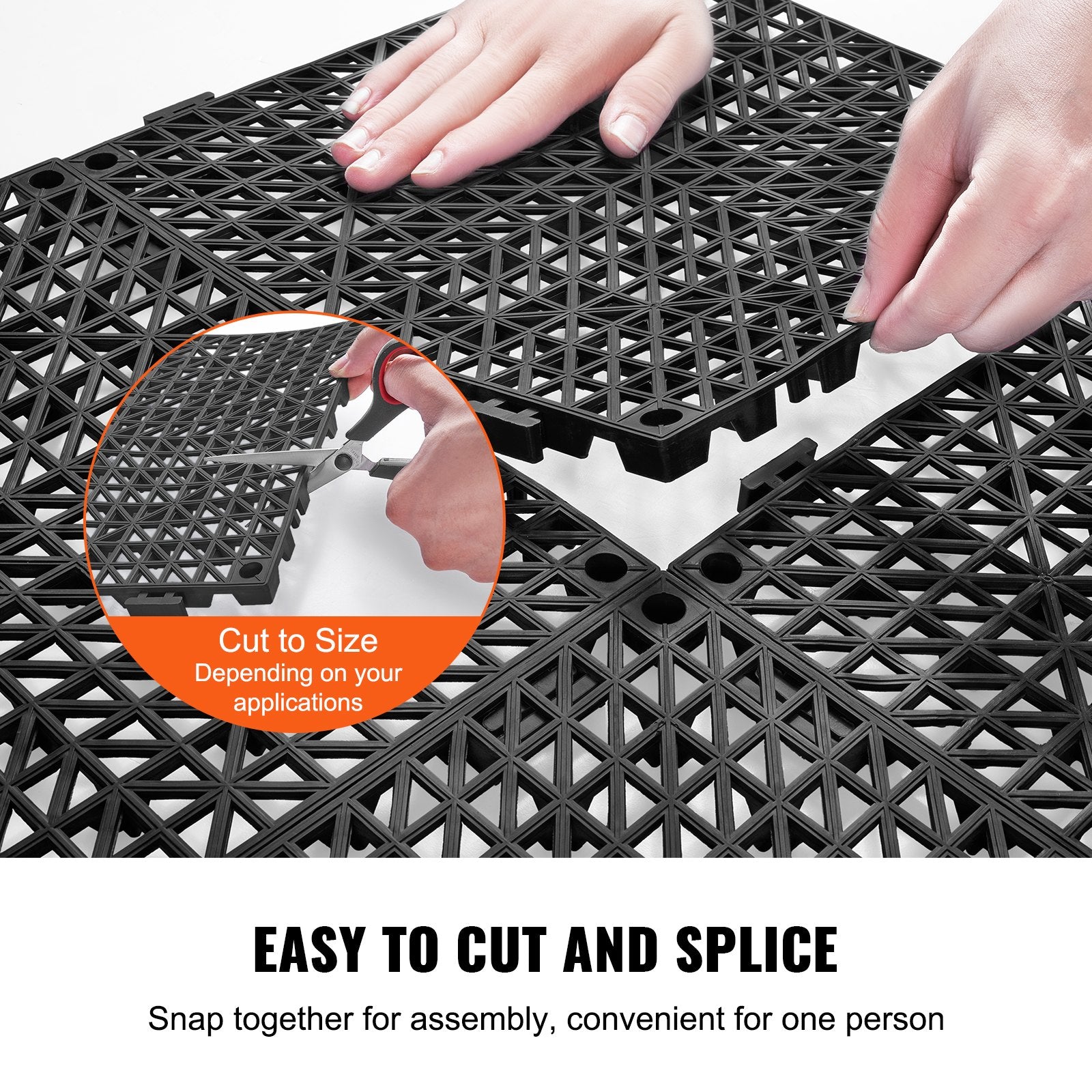 Modular Interlocking Cushion, 55 Pack 30 x 30 cm Splicing Drainage Mats, PVC Interlocking Drainage Floor Tiles, Non-Slip Drainage Holes for Restroom, Bathroom, Kitchen, Pool, Wet Area, Black - Image 4