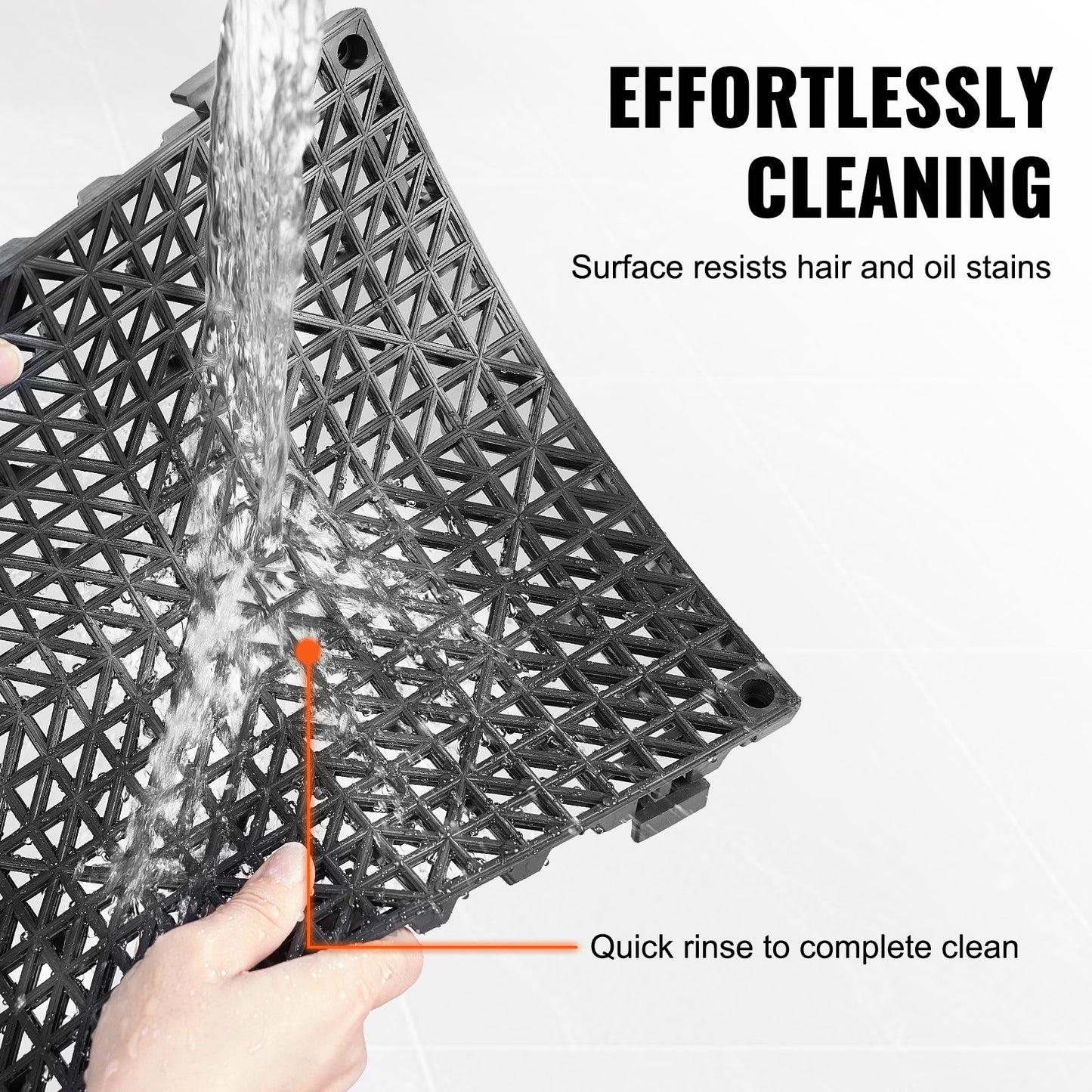 Modular Interlocking Cushion, 55 Pack 30 x 30 cm Splicing Drainage Mats, PVC Interlocking Drainage Floor Tiles, Non-Slip Drainage Holes for Restroom, Bathroom, Kitchen, Pool, Wet Area, Black - Image 5