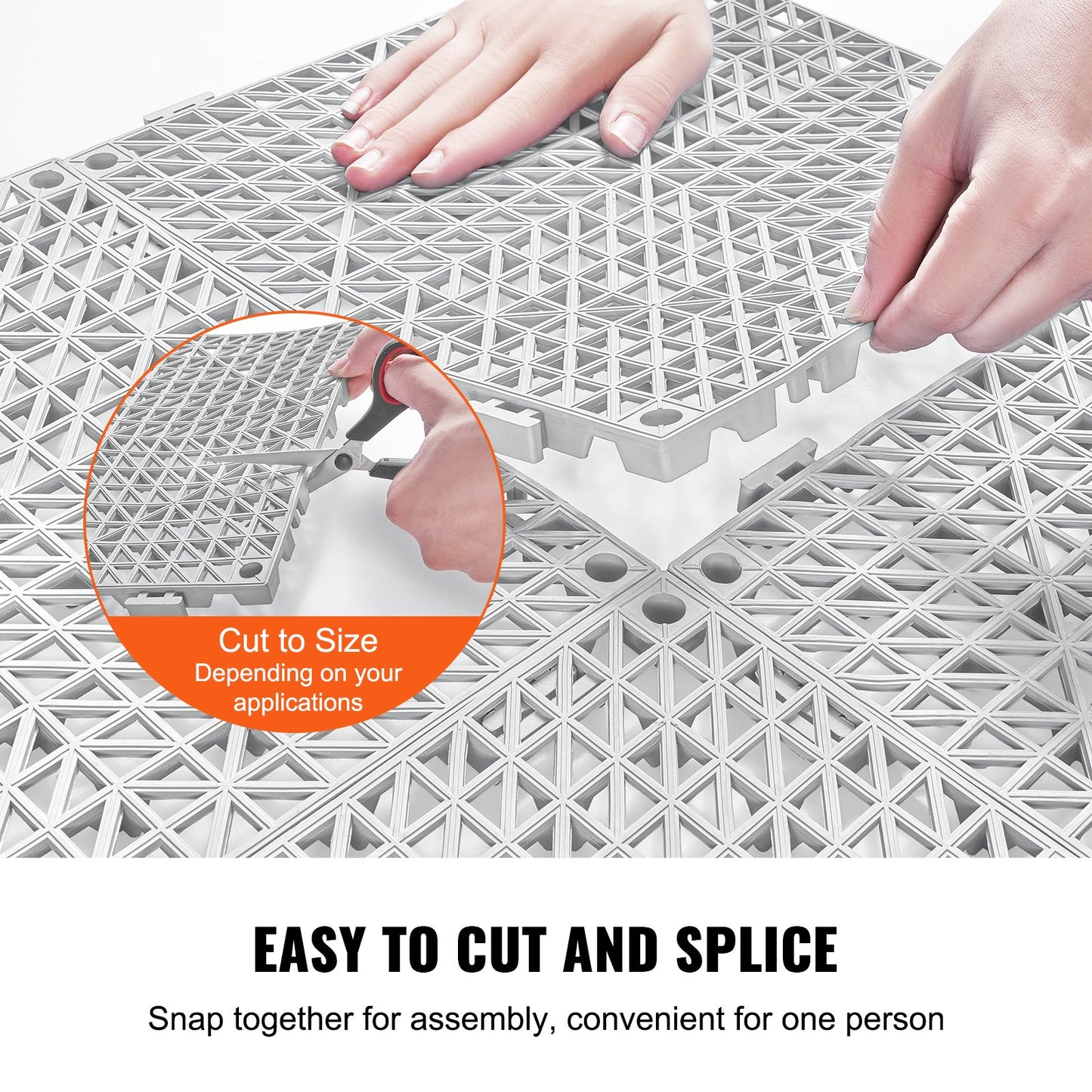 Modular Interlocking Cushion, 55 Pack 30 x 30 cm Splicing Drainage Mats, Soft PVC Interlocking Drainage Floor Tiles, Non-Slip Drainage Holes for Restroom, Bathroom, Kitchen, Pool, Wet Area, Gray - Image 4