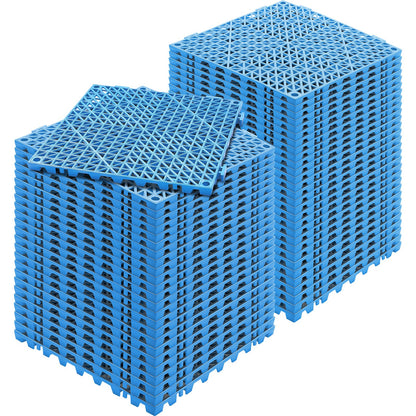 Modular Interlocking Cushion, 55 Pack 30 x 30 cm Splicing Drainage Mats, Soft PVC Interlocking Drainage Floor Tiles, Non-Slip Drainage Holes for Restroom, Bathroom, Kitchen, Pool, Wet Area, Blue