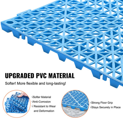 Modular Interlocking Cushion, 55 Pack 30 x 30 cm Splicing Drainage Mats, Soft PVC Interlocking Drainage Floor Tiles, Non-Slip Drainage Holes for Restroom, Bathroom, Kitchen, Pool, Wet Area, Blue - Image 3