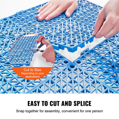 Modular Interlocking Cushion, 55 Pack 30 x 30 cm Splicing Drainage Mats, Soft PVC Interlocking Drainage Floor Tiles, Non-Slip Drainage Holes for Restroom, Bathroom, Kitchen, Pool, Wet Area, Blue - Image 4