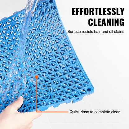 Modular Interlocking Cushion, 55 Pack 30 x 30 cm Splicing Drainage Mats, Soft PVC Interlocking Drainage Floor Tiles, Non-Slip Drainage Holes for Restroom, Bathroom, Kitchen, Pool, Wet Area, Blue - Image 5