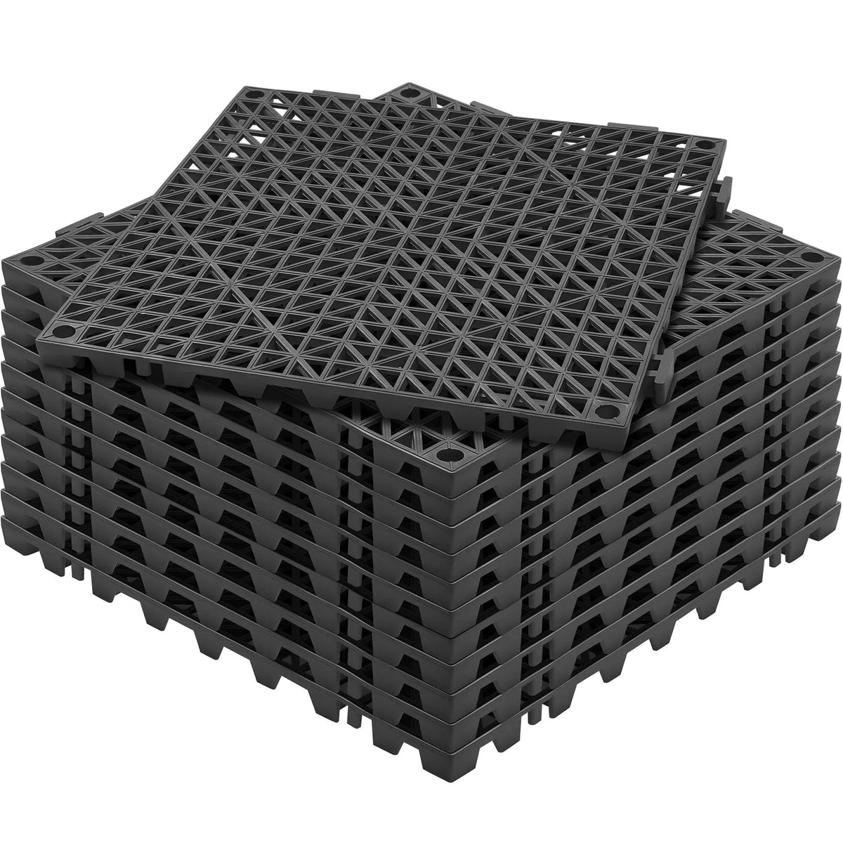 Modular Interlocking Cushion, 12 Pack 30 x 30 cm Splicing Drainage Mats, PVC Interlocking Drainage Floor Tiles, Non-Slip Drainage Holes for Restroom, Bathroom, Kitchen, Pool, Wet Area, Black - Image 9