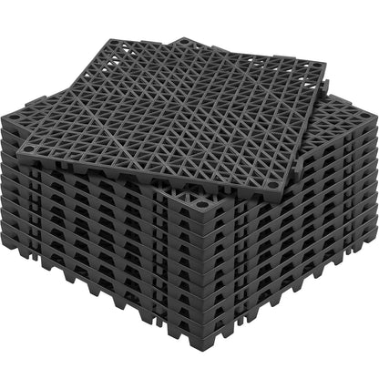 Modular Interlocking Cushion, 12 Pack 30 x 30 cm Splicing Drainage Mats, PVC Interlocking Drainage Floor Tiles, Non-Slip Drainage Holes for Restroom, Bathroom, Kitchen, Pool, Wet Area, Black - Image 9