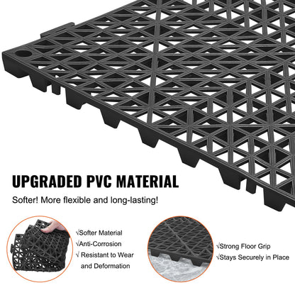 Modular Interlocking Cushion, 12 Pack 30 x 30 cm Splicing Drainage Mats, PVC Interlocking Drainage Floor Tiles, Non-Slip Drainage Holes for Restroom, Bathroom, Kitchen, Pool, Wet Area, Black - Image 3