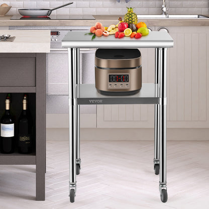 Stainless Steel Prep Table, 61 x 61 x 91.4 cm, 600lbs Load Capacity Heavy Duty Metal Worktable with Adjustable Undershelf & Universal Wheels, Commercial Workstation for Kitchen Garage Backyard - Image 8