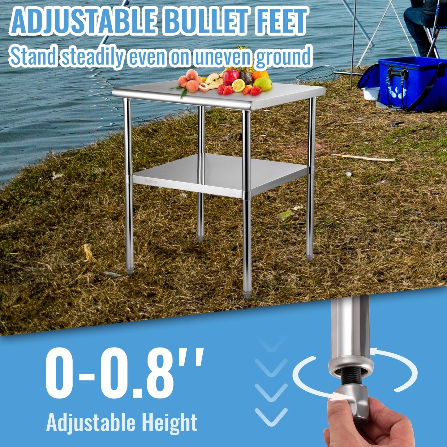 Stainless Steel Work Prep Table Commercial Food Prep Table 30x30x36in - Image 6