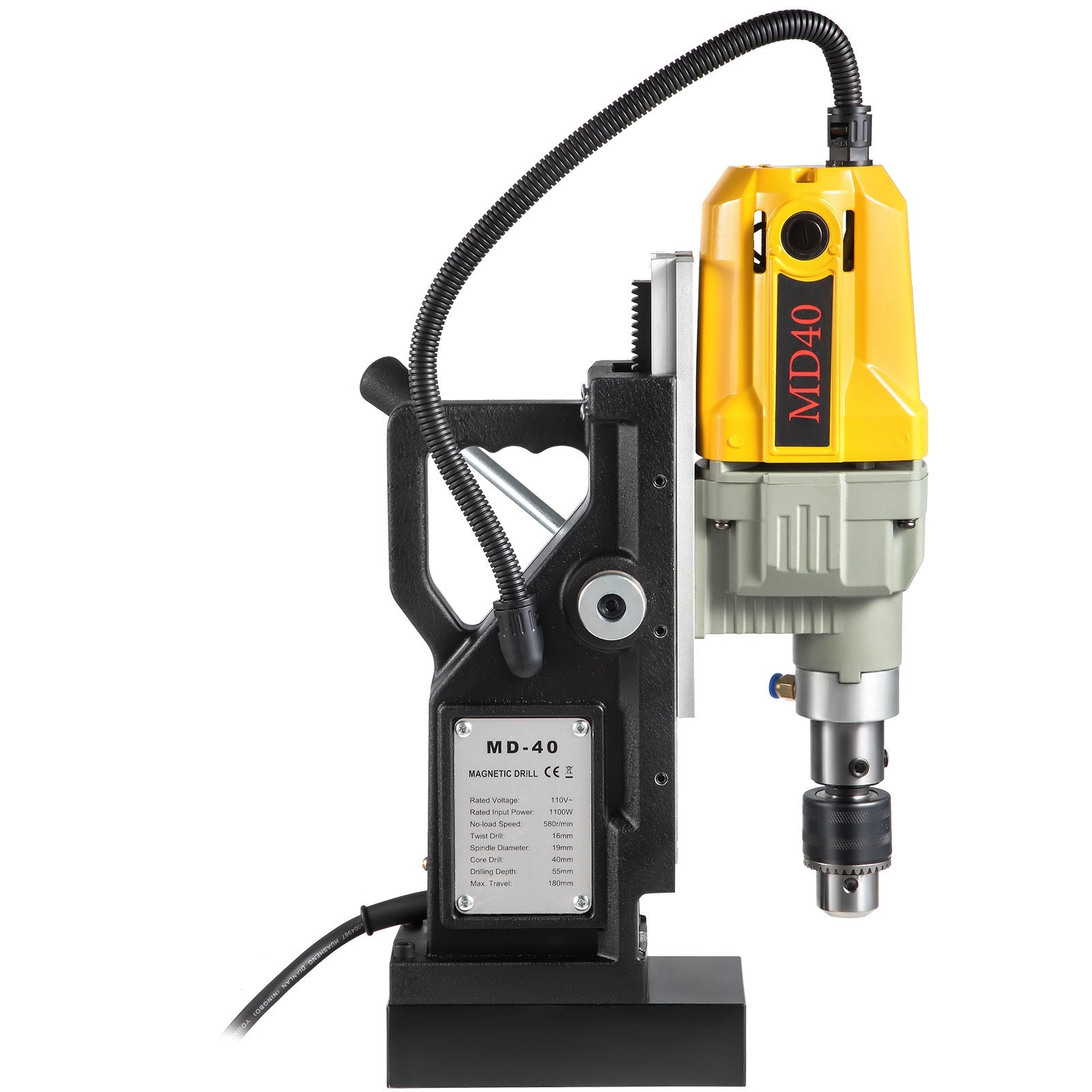 Magnetic Drill, 1100W 1.57" Boring Diameter, 2697lbf/12000N Portable Electric Mag Drill Press with 7 Bits, 580 RPM Max Speed Drilling Machine for any Surface and Home Improvement - Image 9
