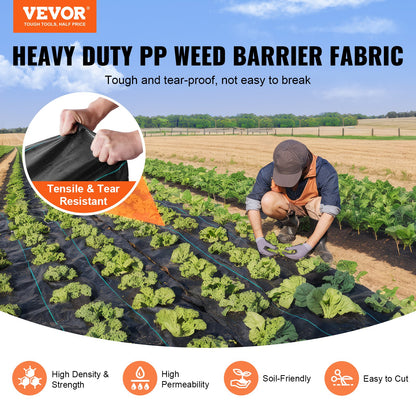 13FTx60FT Premium Heavy Duty Weed Barrier Landscape Fabric, 5OZ Woven Geotextile Fabric Under Gravel, High Permeability for Weed Blocker Weed Mat, Driveway Fabric, Weed Control Garden Cloth - Image 2