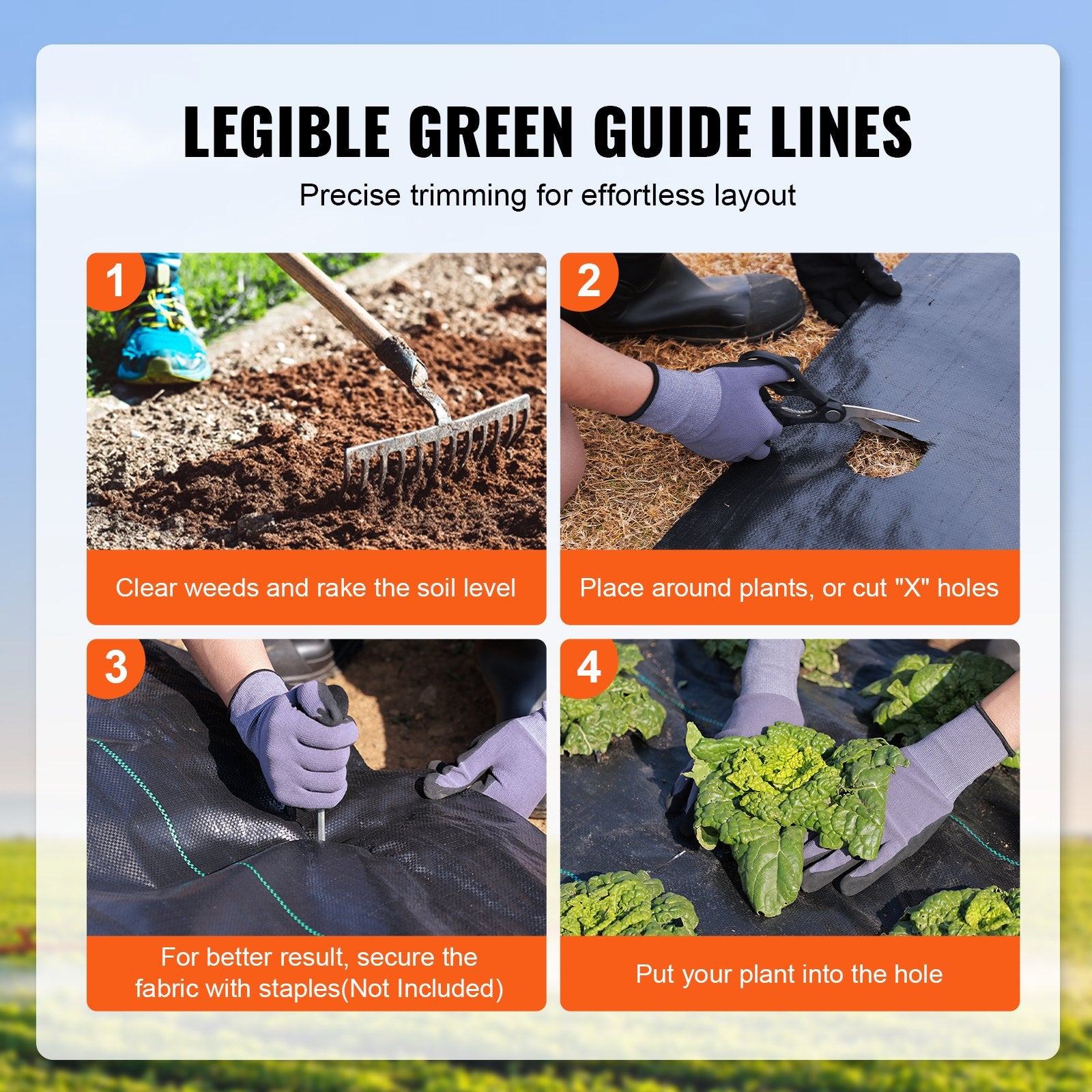 13FTx60FT Premium Heavy Duty Weed Barrier Landscape Fabric, 5OZ Woven Geotextile Fabric Under Gravel, High Permeability for Weed Blocker Weed Mat, Driveway Fabric, Weed Control Garden Cloth - Image 4